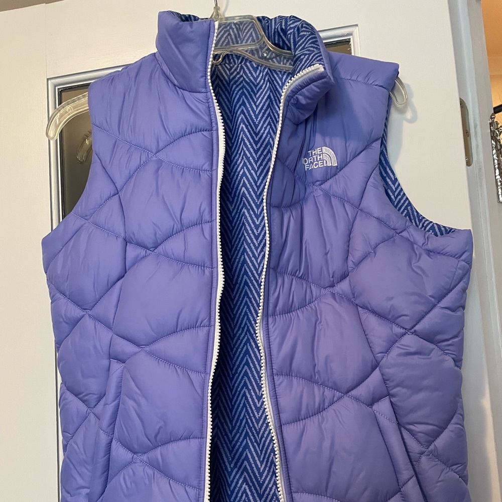 North Face reversible purple down vest
